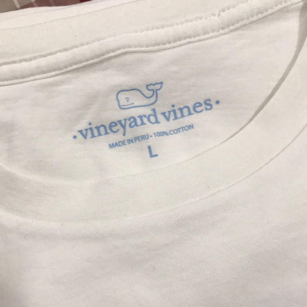 Vineyard Vines White Tee with Blue and Red Graphic - Picture 2 of 3